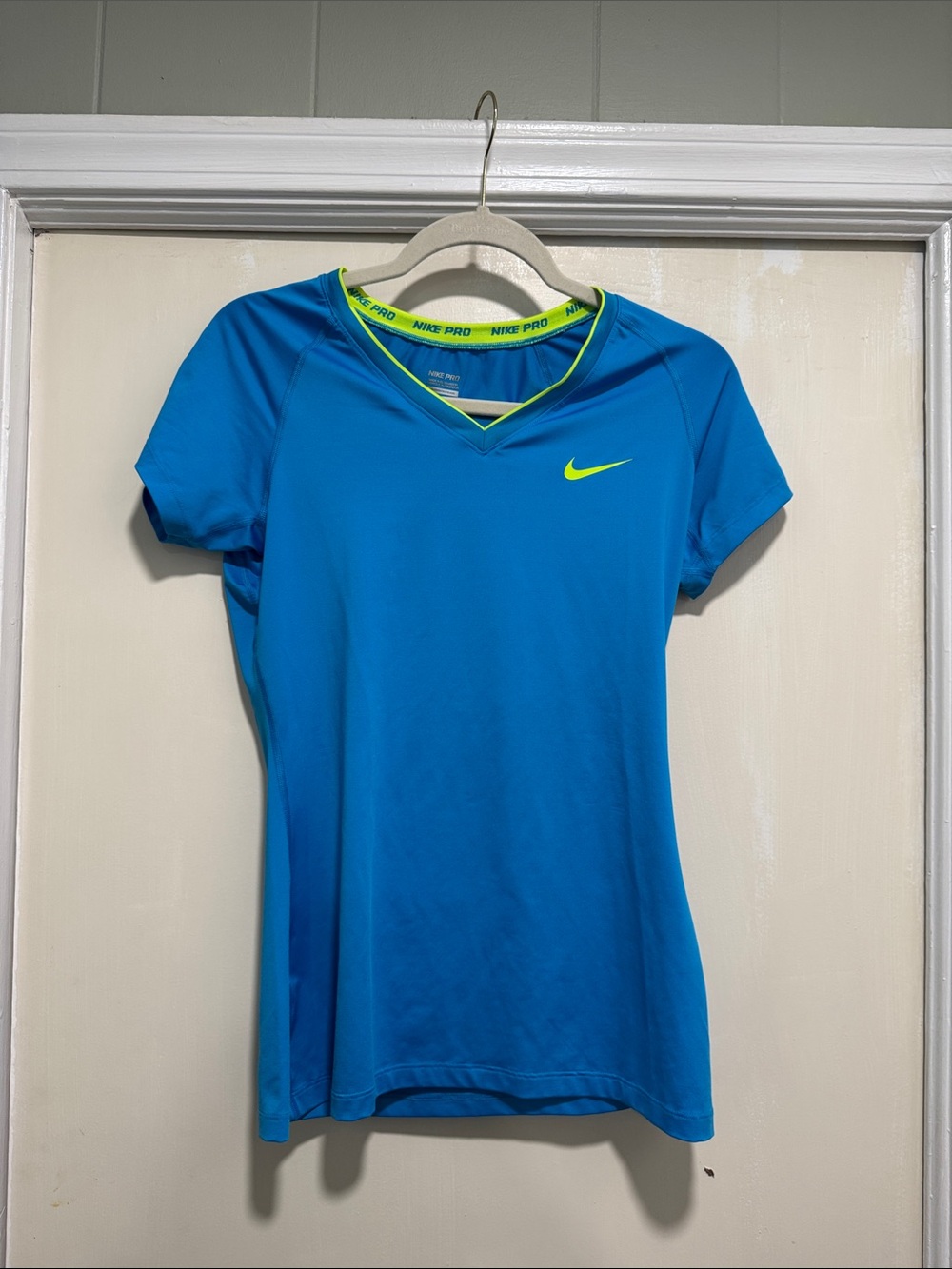 Nike Women’s Bright Blue Short Sleeve Dri-FIT Tee with Neon Accent